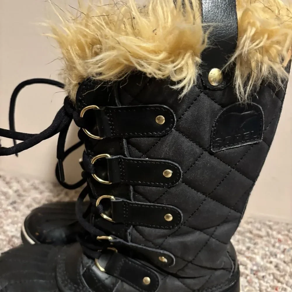 Sorel Tofino II Waterproof Quilted Snow Rain Tall in Black Snow - Size 6
